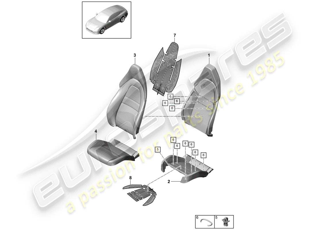 porsche 2020 (panamera 971-1) seat part diagram