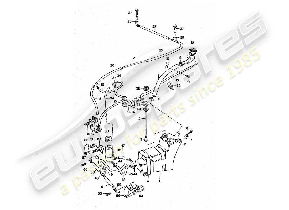 porsche 911 turbo (1977) windshield washer unit - together with - headlight washer system parts diagram