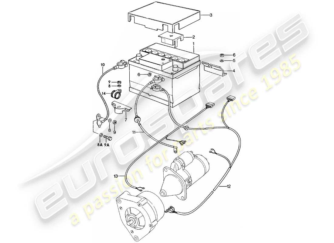 porsche 1981 (924) battery - wiring harnesses part diagram