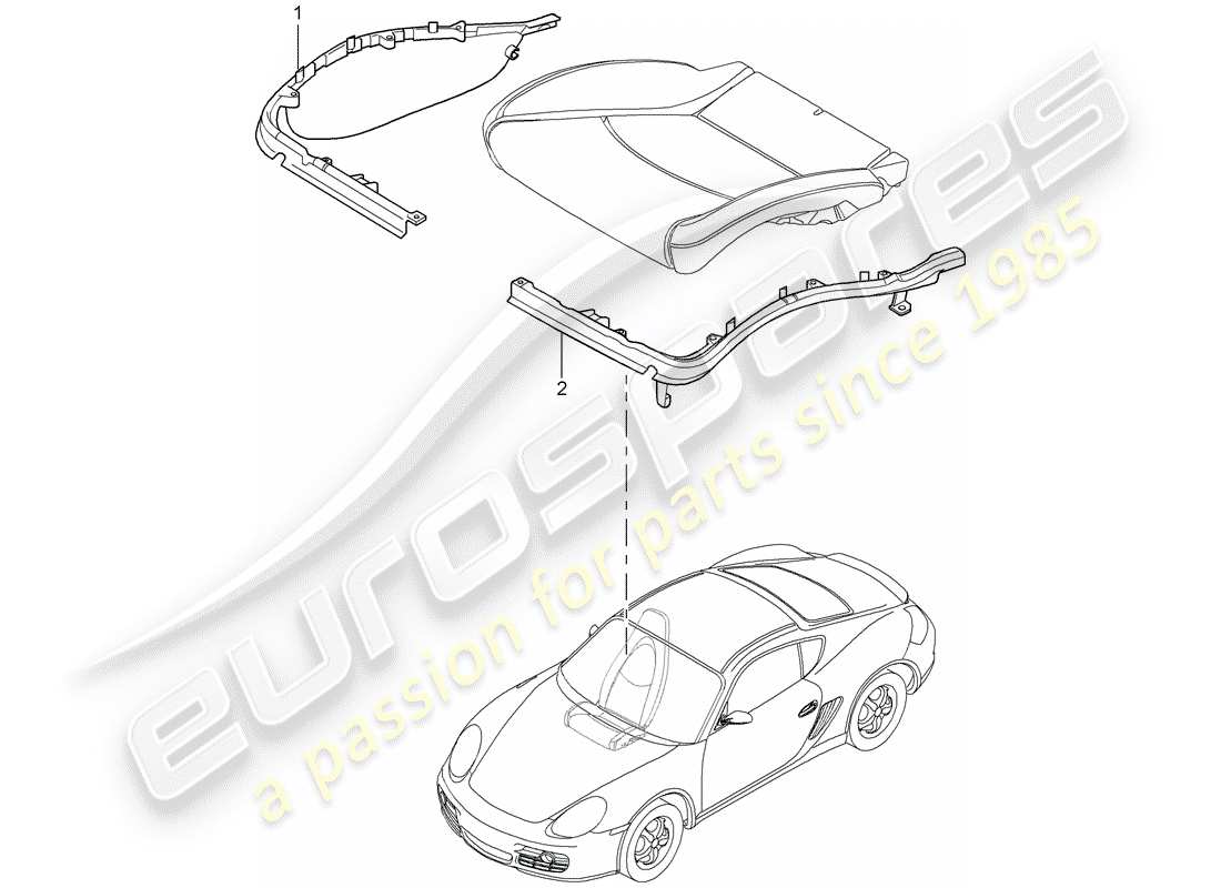 porsche 2007 (987 cayman) cushion carrier part diagram