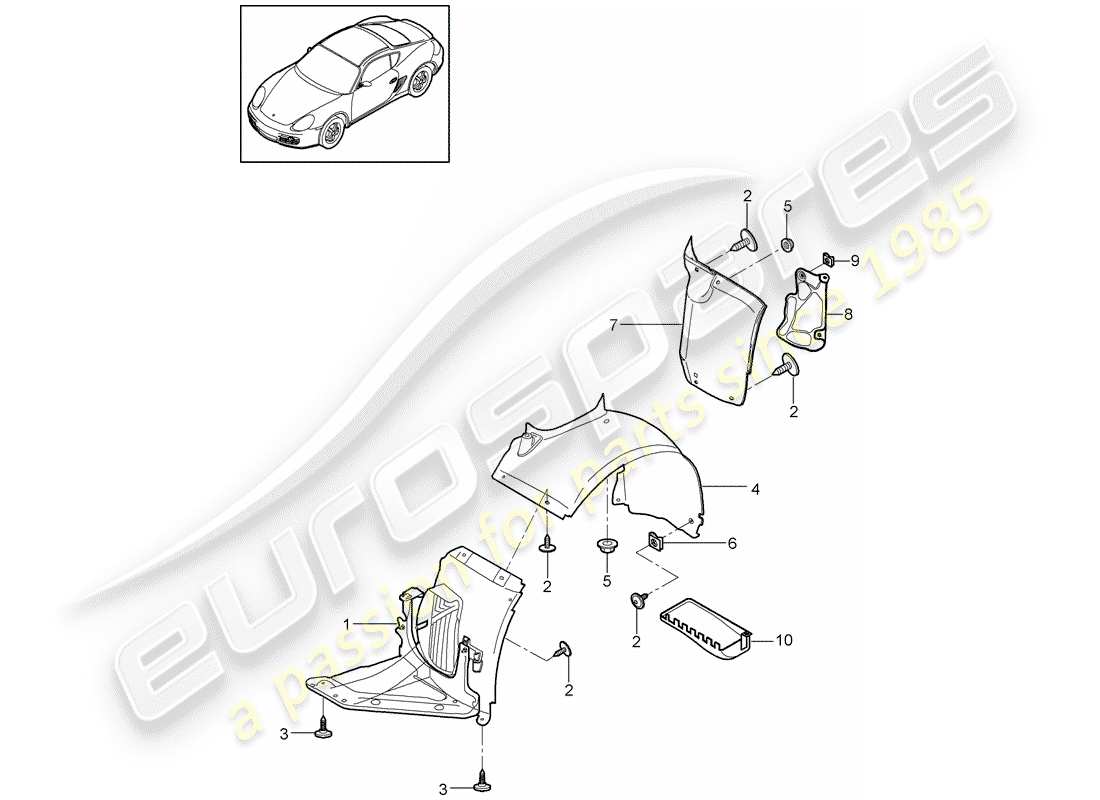 porsche 2011 (987 cayman) trims part diagram
