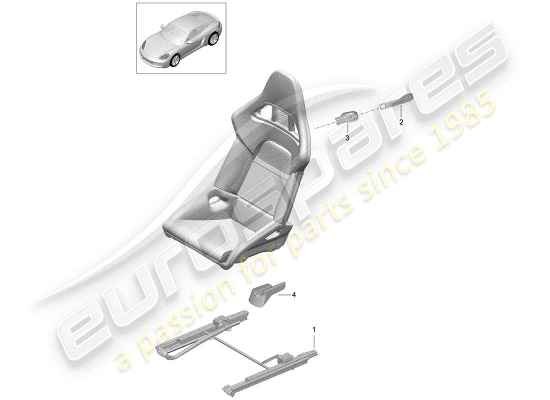 porsche 2019 (718 cayman) seat part diagram