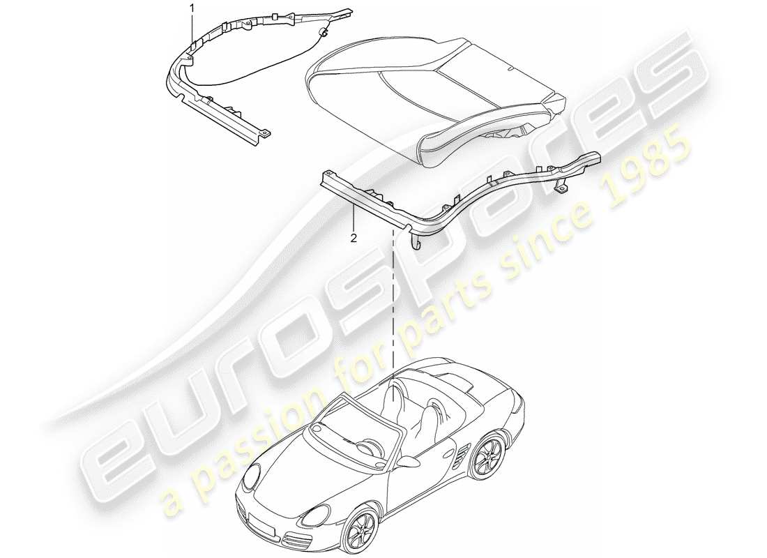 porsche boxster 987 (2012) cushion carrier part diagram