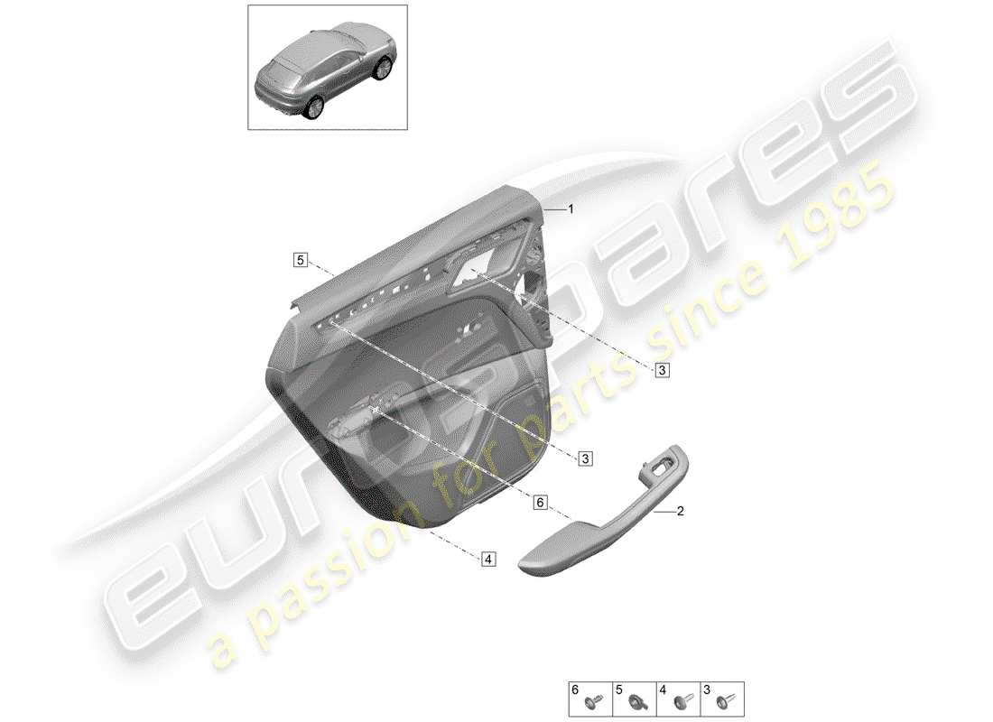 porsche 2019 (macan) door trim panels part diagram
