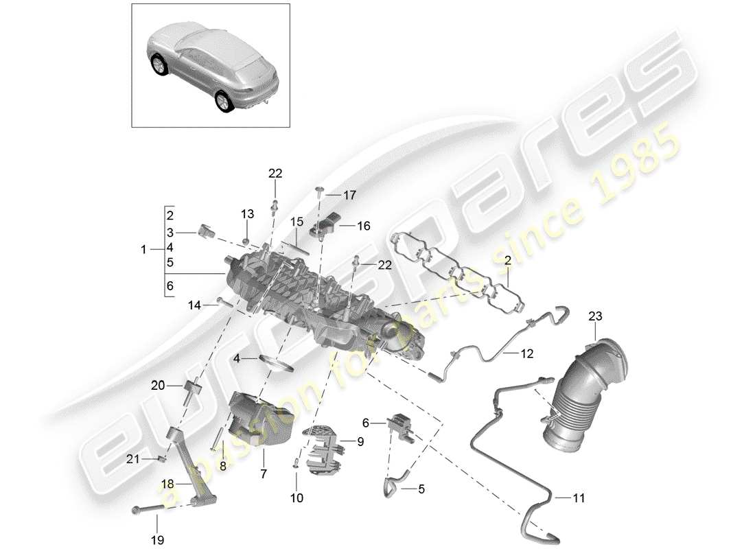 porsche 2017 (macan) intake manifold part diagram