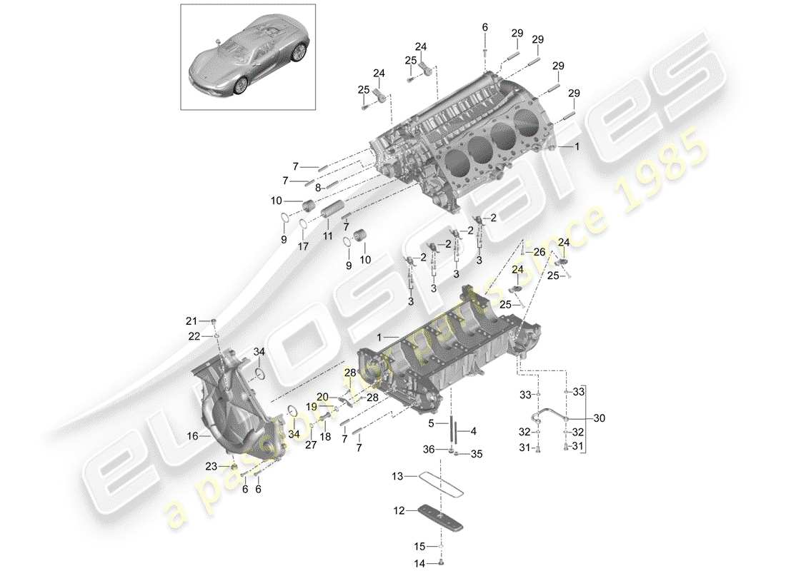 porsche 2015 (918 spyder) crankcase part diagram
