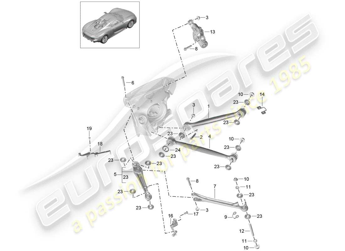 porsche 918 spyder (2015) rear axle parts diagram