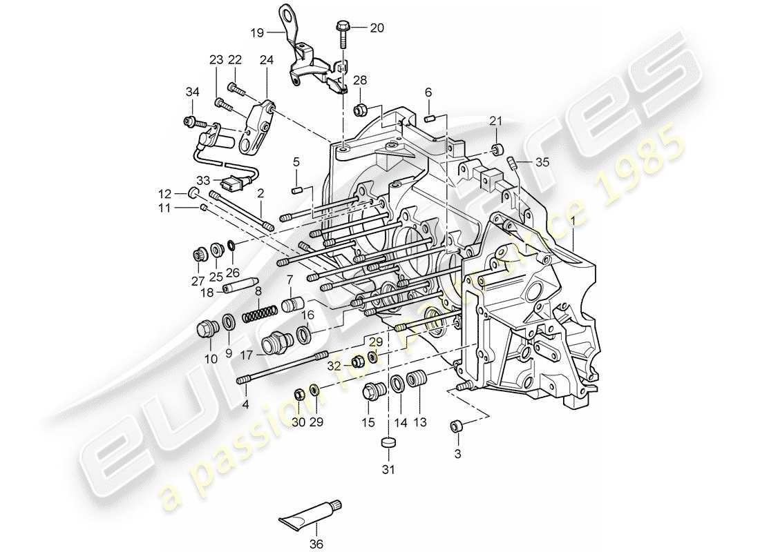 porsche 2010 (997-2 gt3) crankcase part diagram