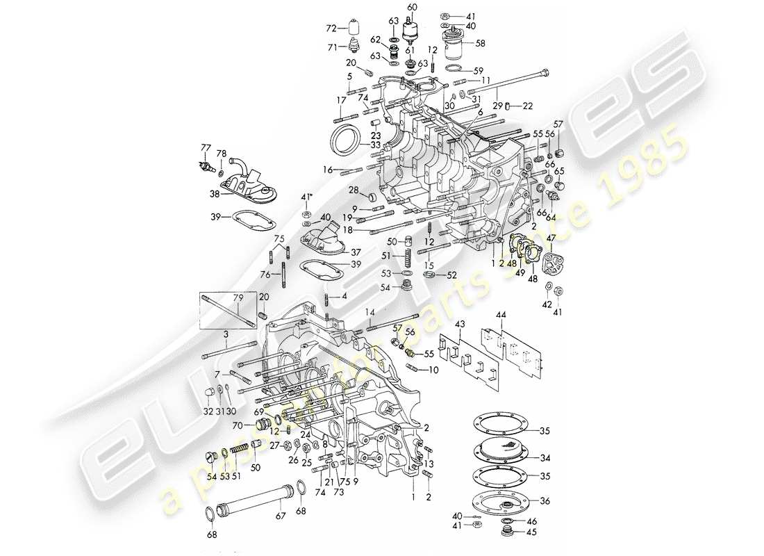 porsche 1966 (911/912) crankcase - repair set for maintenance - gasket set - see illustration: part diagram