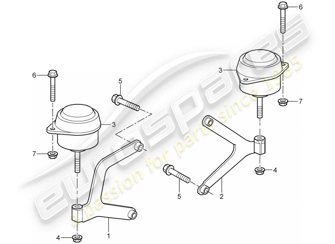 porsche boxster 986 (2003) manual gearbox - gearbox mounting - d - mj 2000>> part diagram