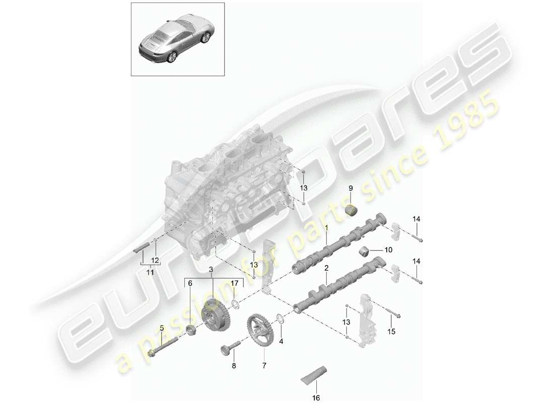 porsche 2012 (991-1) camshaft part diagram