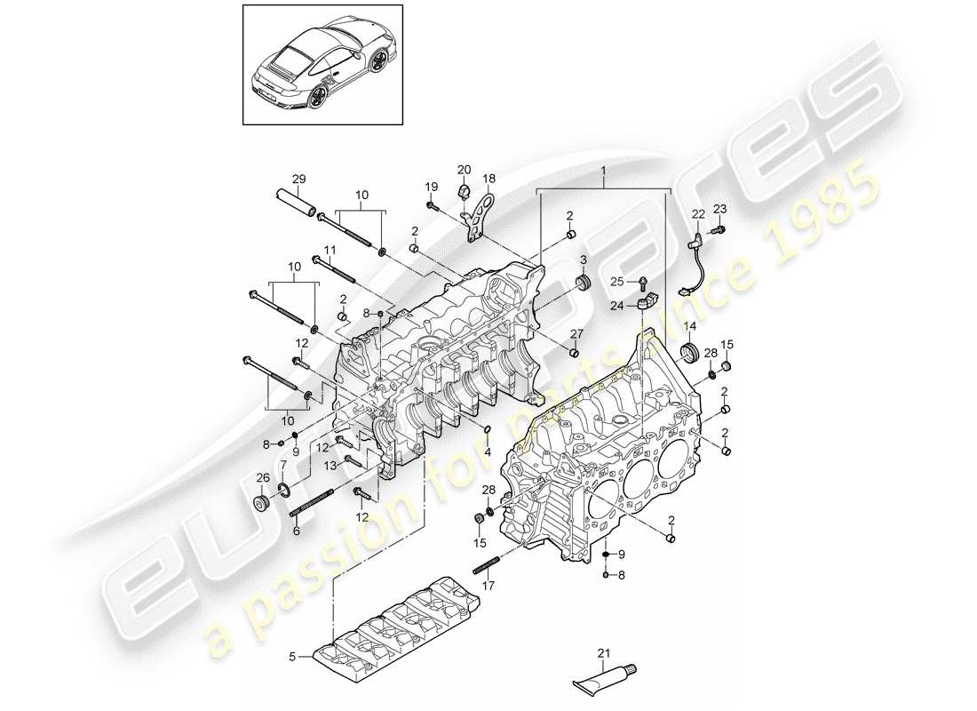 porsche 2013 (997-2 turbo / gt2 rs) crankcase part diagram