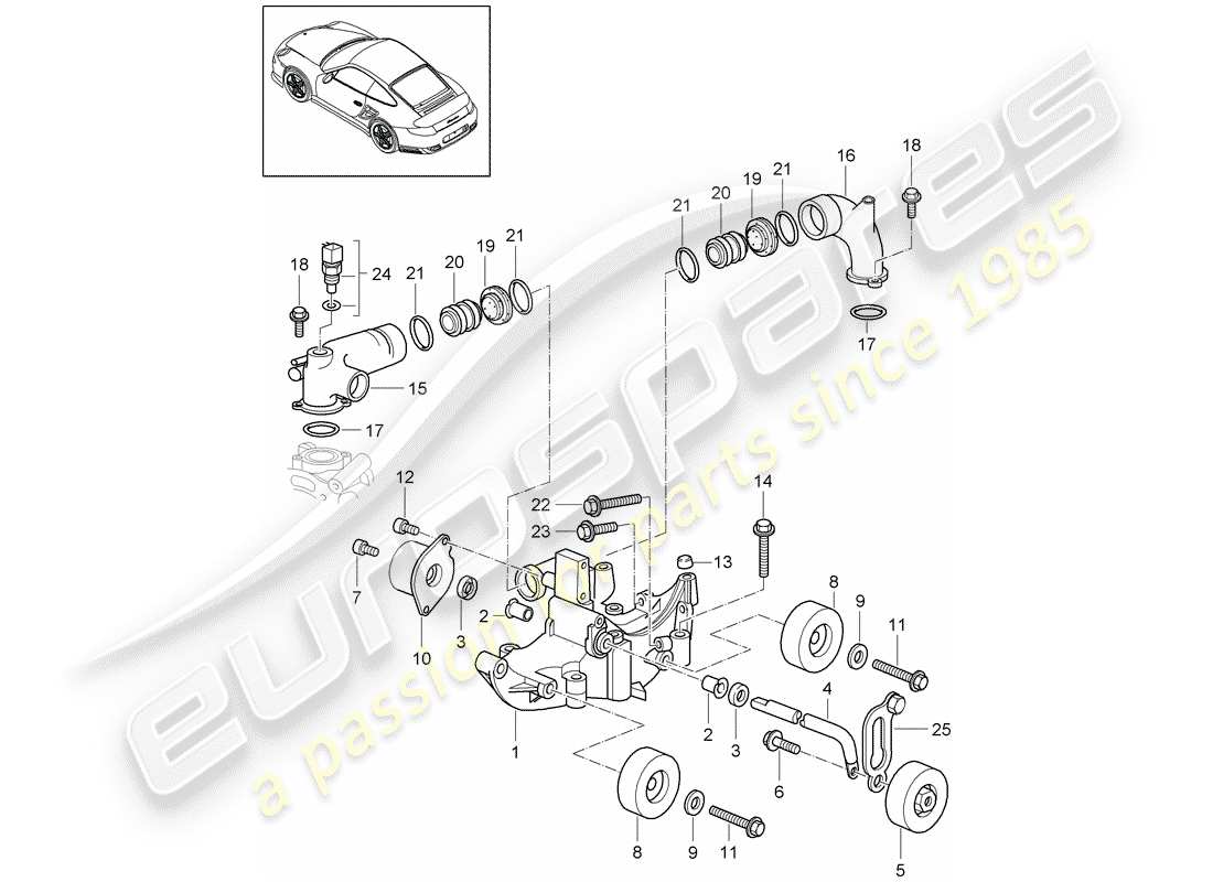 porsche 2013 (997-2 turbo / gt2 rs) belt tensioner part diagram