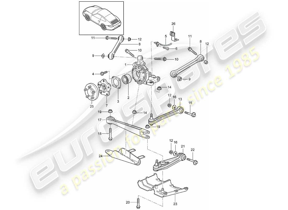 porsche 2006 (997-1) rear axle parts diagram