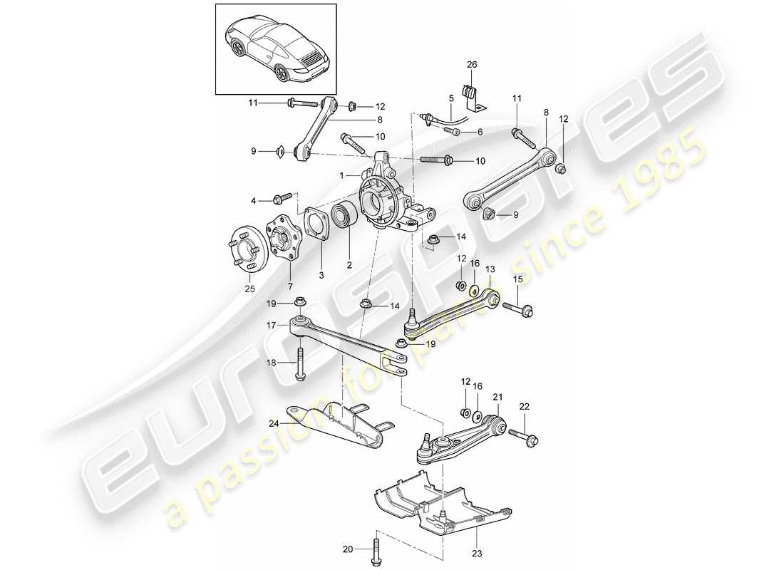porsche 997 (2006) rear axle parts diagram