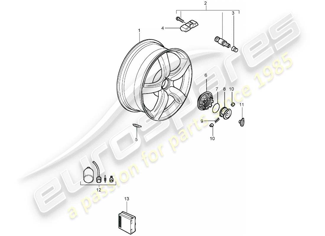 porsche 2004 (carrera gt) wheels part diagram
