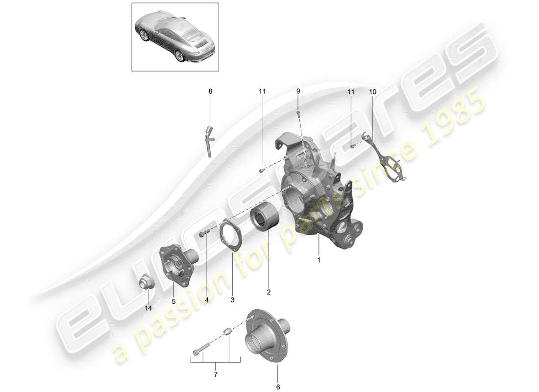 porsche 2020 (991-2) rear axle part diagram