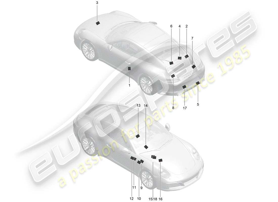 porsche 2020 (991-2) signs/notices part diagram