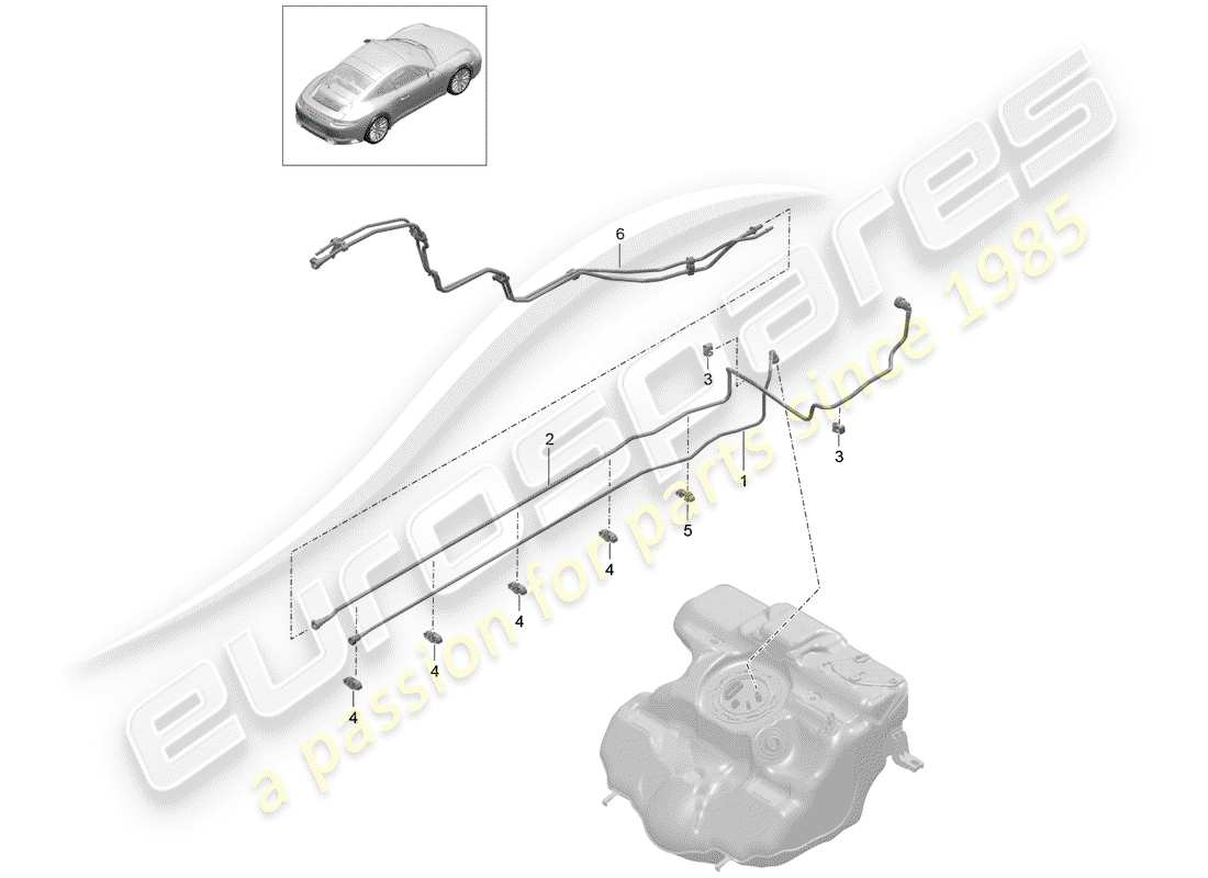 porsche 2017 (991-2) fuel line part diagram