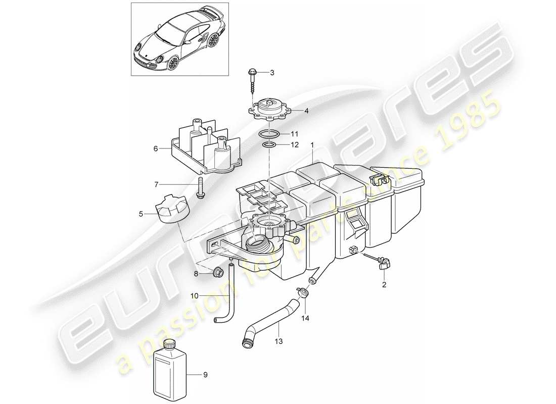 porsche 2011 (997-2 turbo / gt2 rs) water cooling 4 part diagram