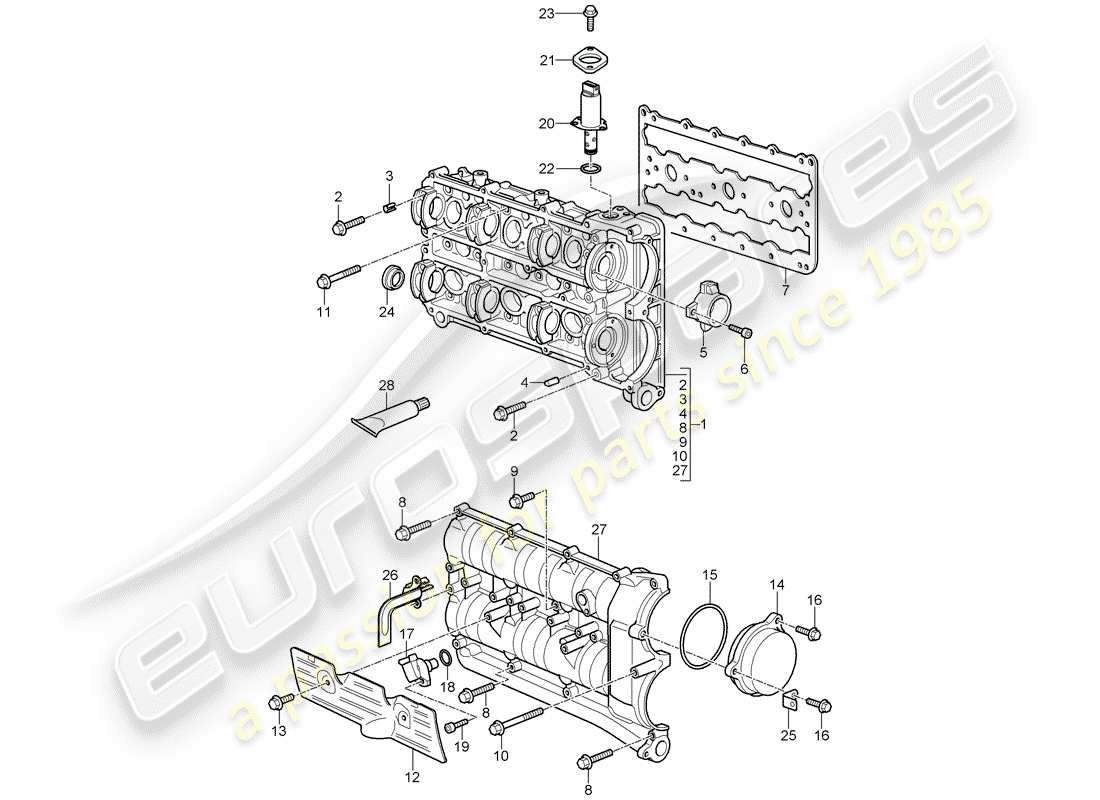 porsche 2010 (997-2 gt3) camshaft housing part diagram