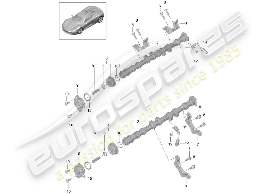 porsche 2015 (918 spyder) camshaft part diagram