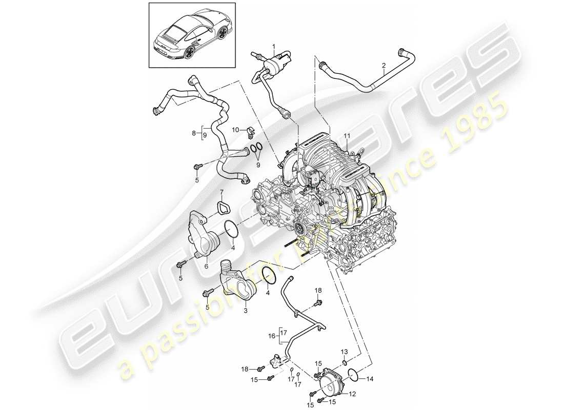 porsche 2013 (997-2 turbo / gt2 rs) crankcase part diagram