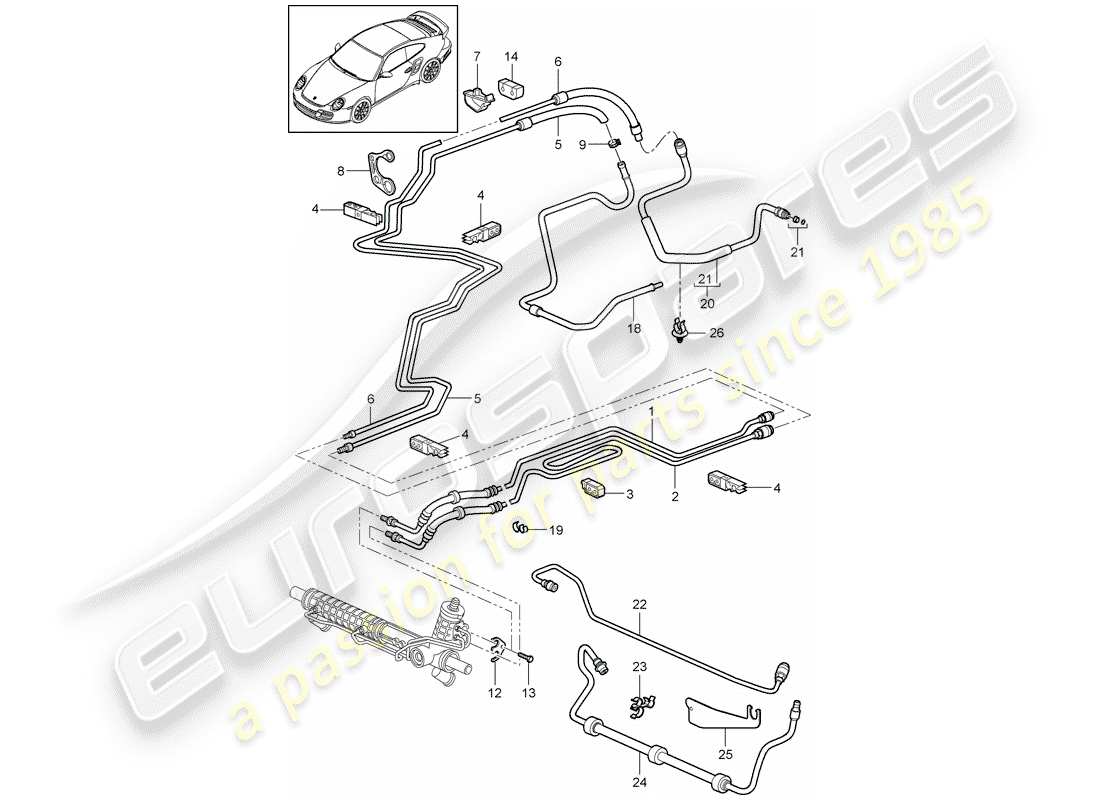 porsche 2011 (997-2 turbo / gt2 rs) power steering part diagram
