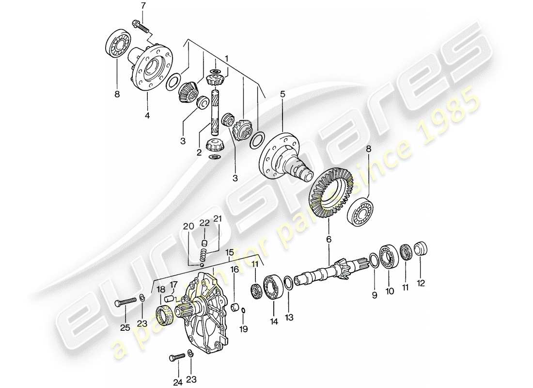 porsche 944 (1984) differential - automatic transmission part diagram