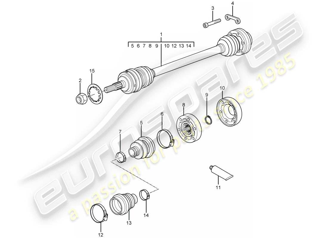 porsche 2005 (997-1) drive shaft part diagram