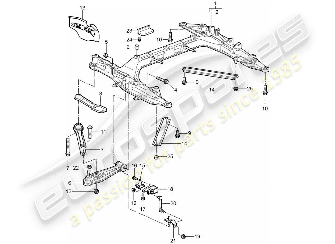 porsche 2006 (997-1) cross member parts diagram