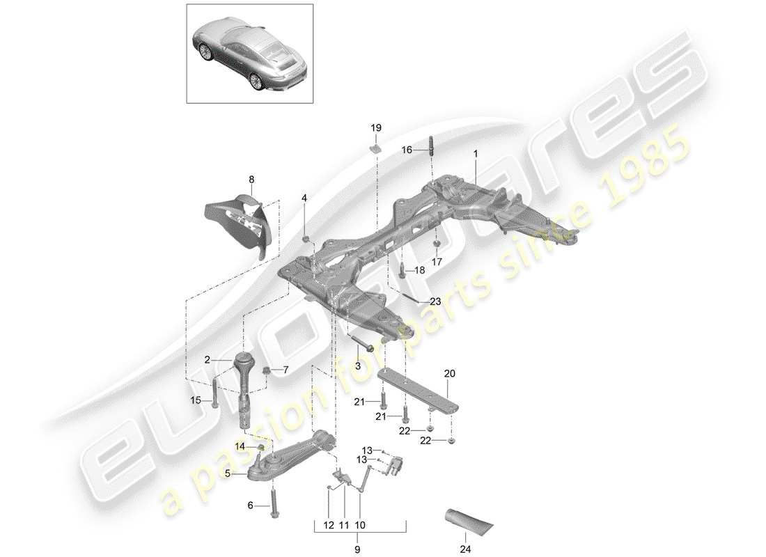 porsche 2020 (991-2) cross member part diagram