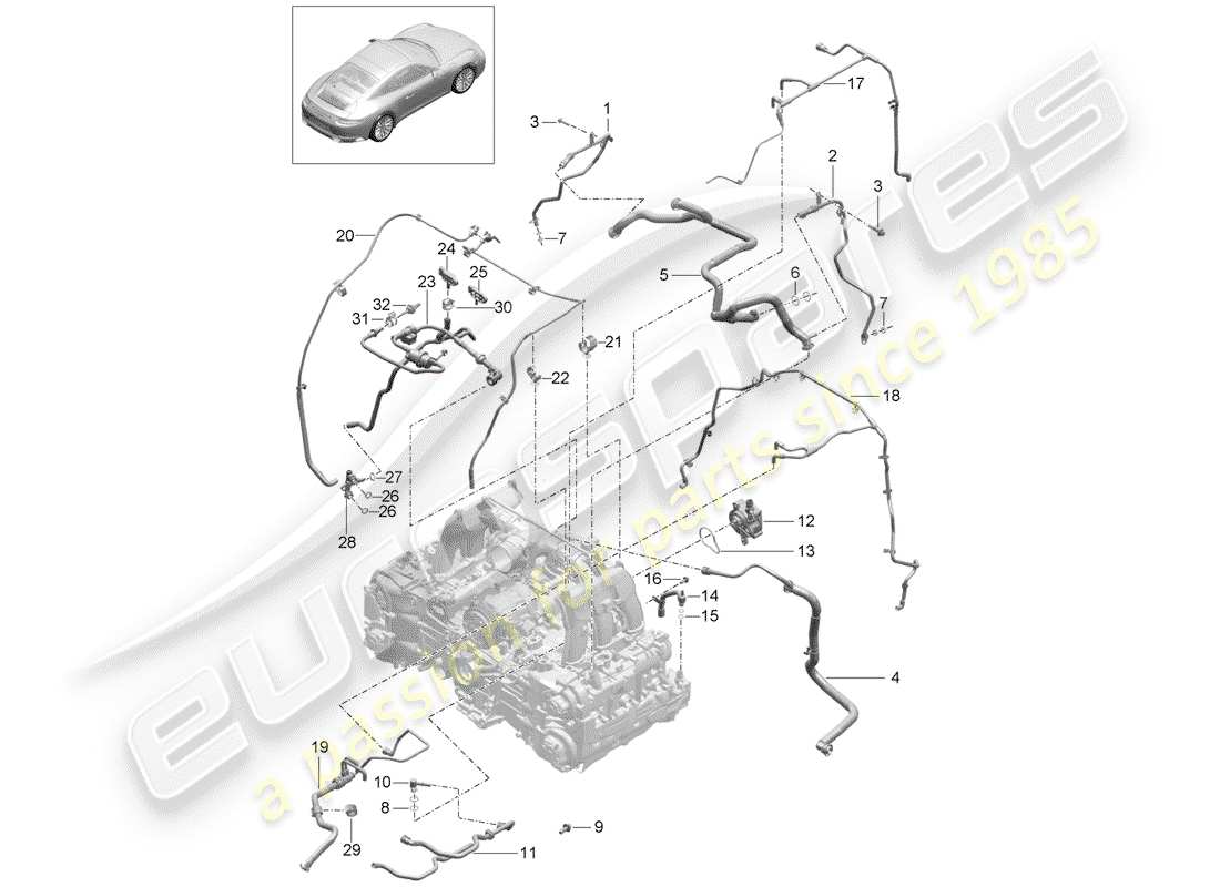 porsche 2020 (991-2) crankcase breather part diagram
