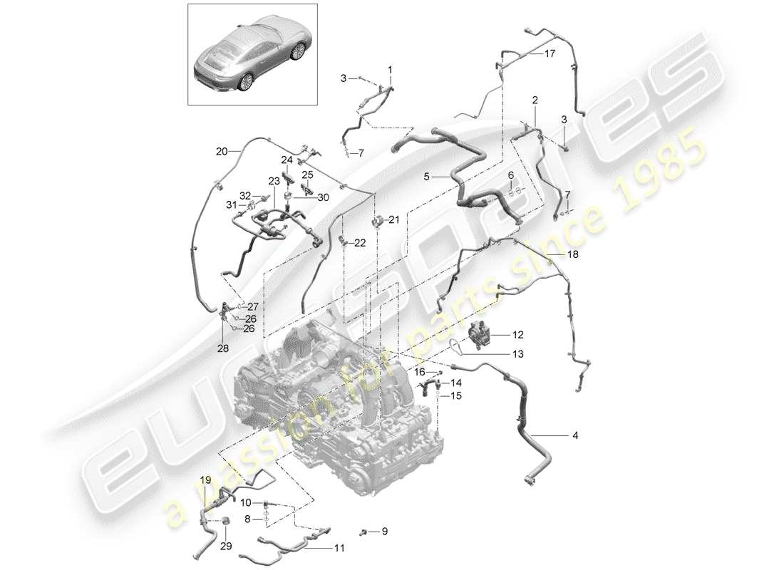 porsche 991 gen. 2 (2020) crankcase breather parts diagram