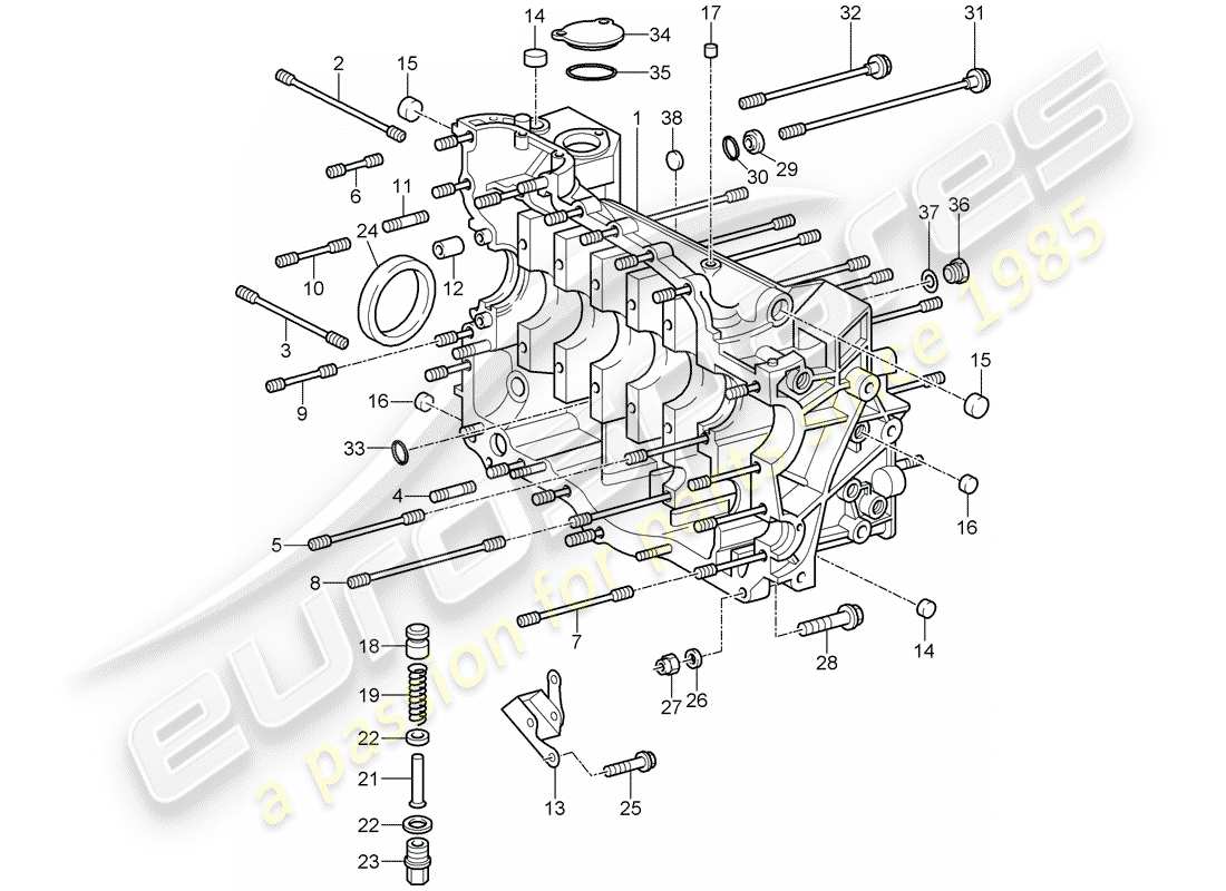 porsche 2011 (997-2 gt3) crankcase part diagram