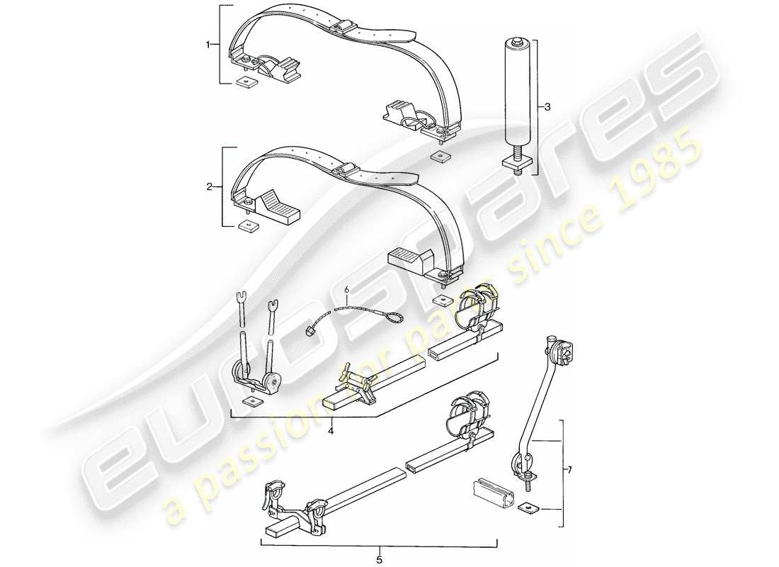 porsche 1989 (911) roof transport system part diagram