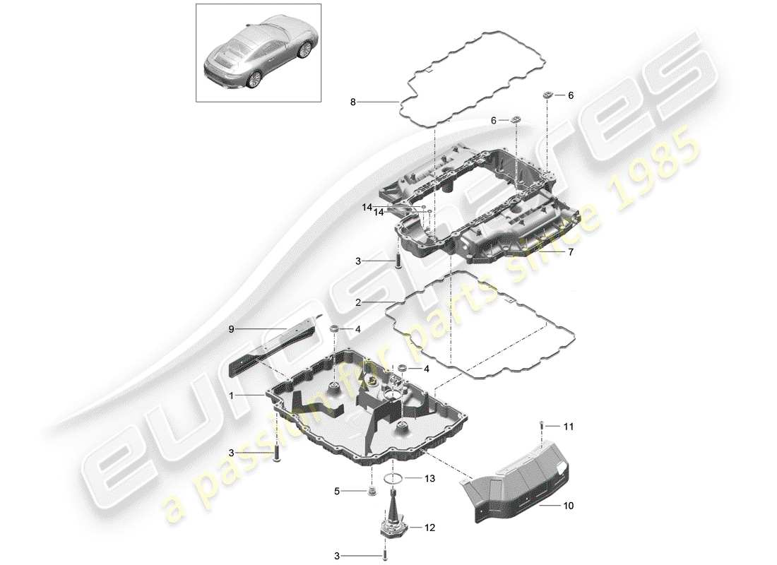 porsche 991 gen. 2 (2017) oil pan parts diagram