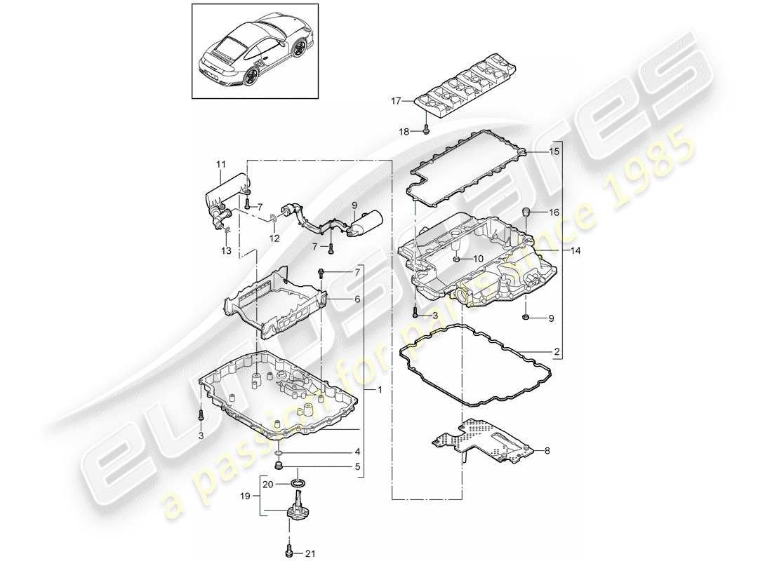 porsche 2011 (997-2 turbo / gt2 rs) oil pan part diagram