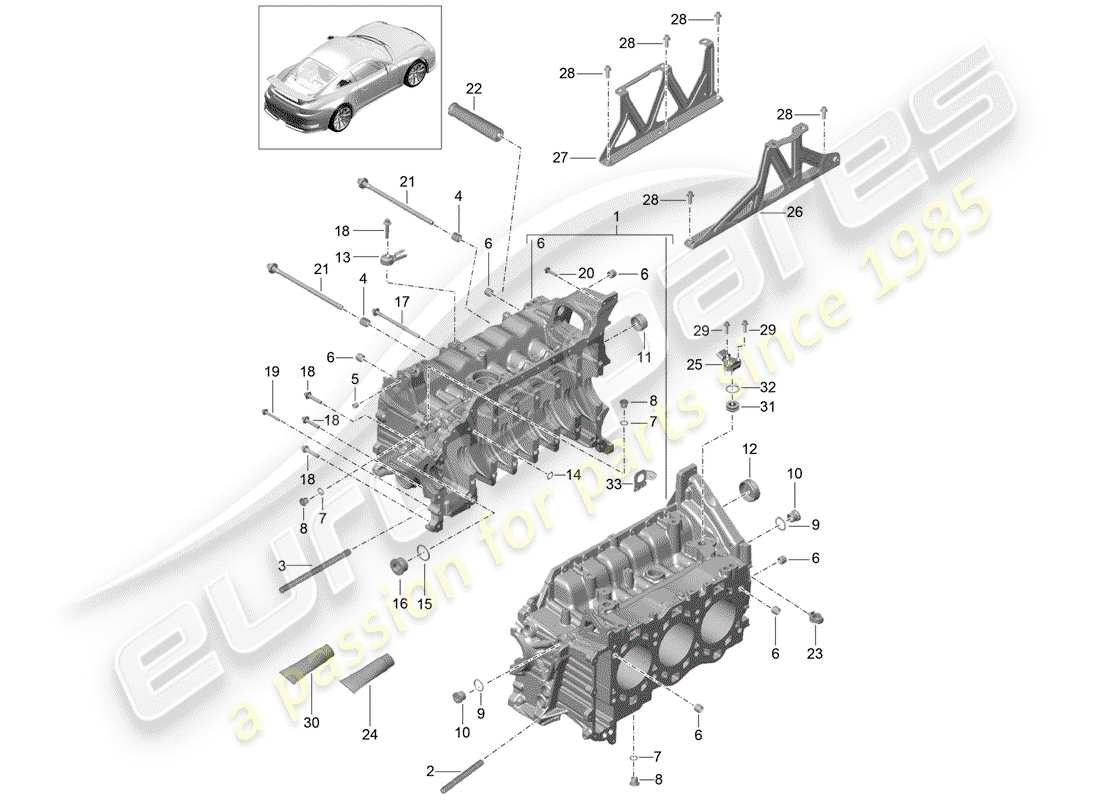porsche 2017 (991-2 r/gt3/rs) crankcase part diagram