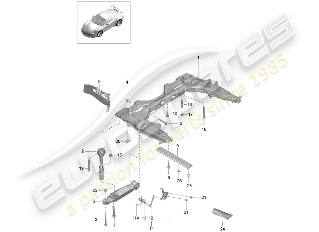 porsche 991r/gt3/rs (2014) cross member part diagram