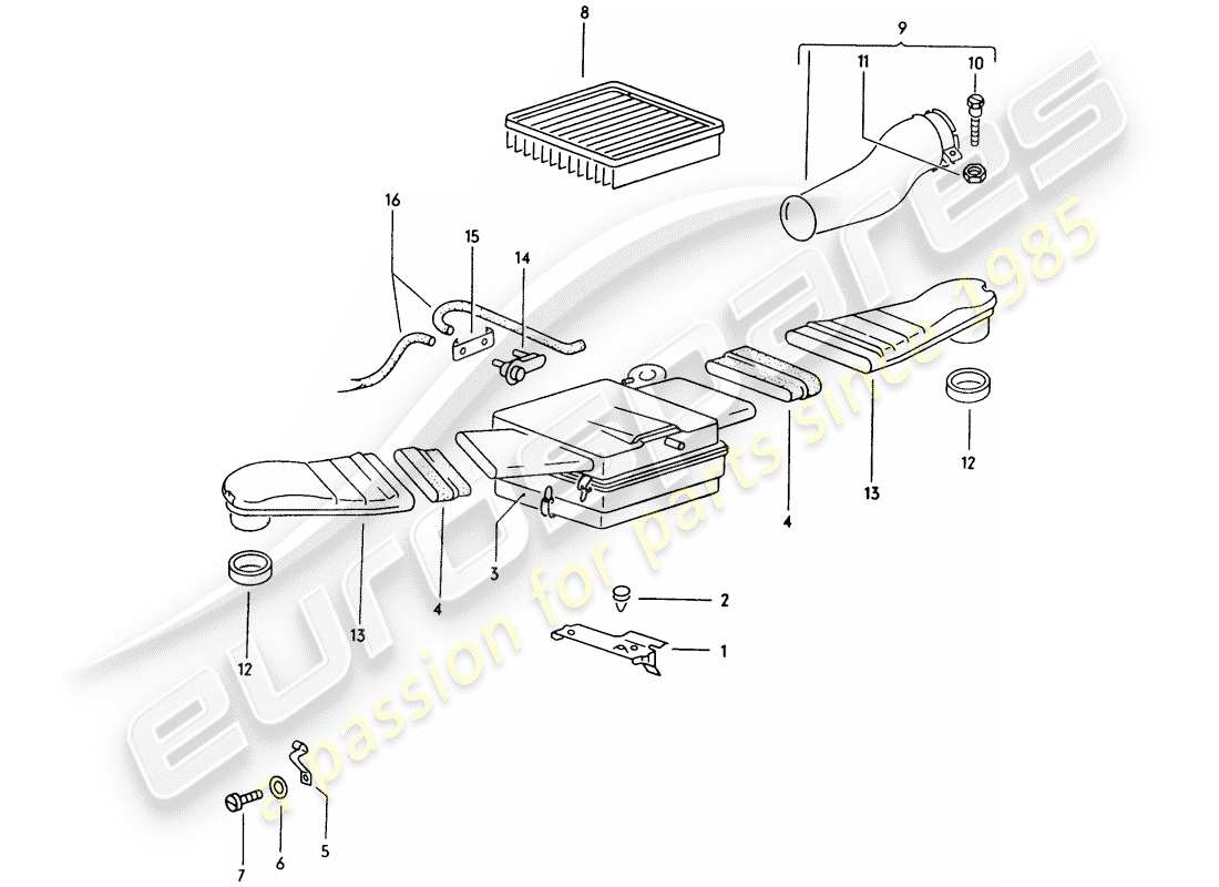 porsche 1971 (914) air cleaner part diagram