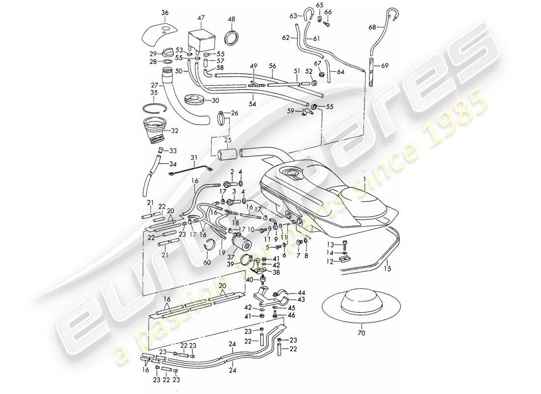 porsche 1966 (911/912) fuel system part diagram