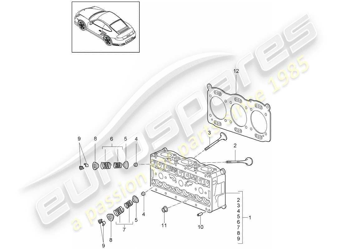porsche 2011 (997-2 turbo / gt2 rs) cylinder head part diagram