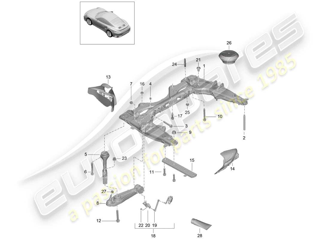 porsche 2017 (991-2 turbo) cross member part diagram