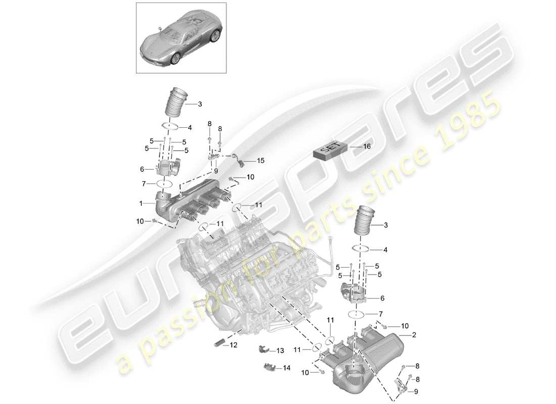 porsche 2015 (918 spyder) intake air distributor part diagram