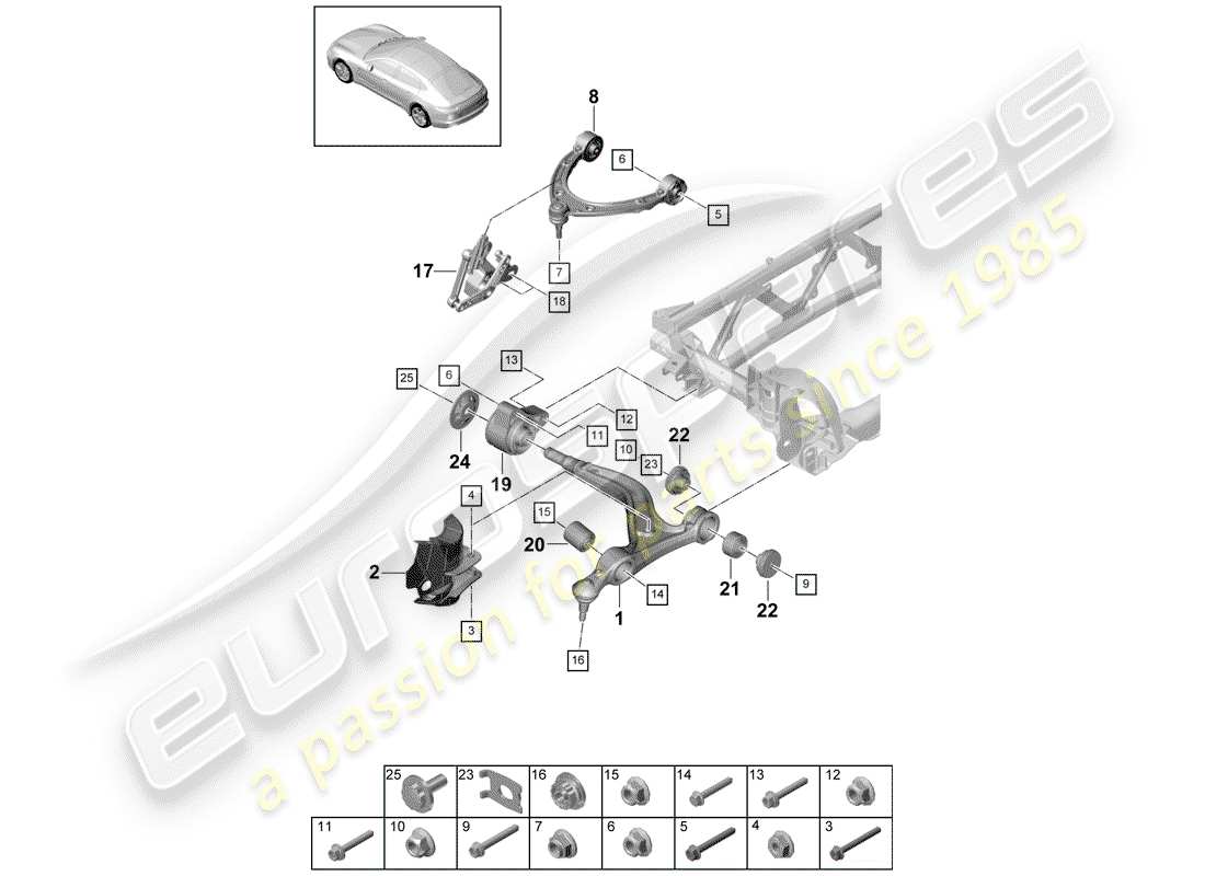 porsche panamera 971 (2017) track control arm parts diagram
