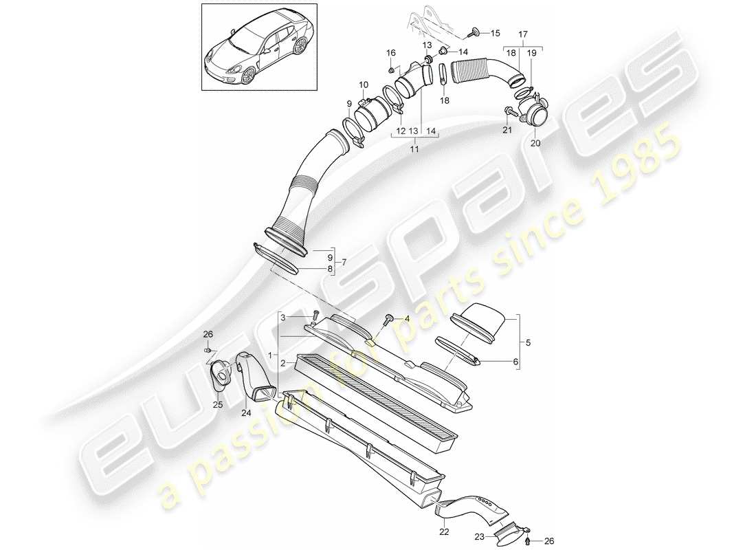 porsche 2012 (panamera 970) air cleaner system part diagram