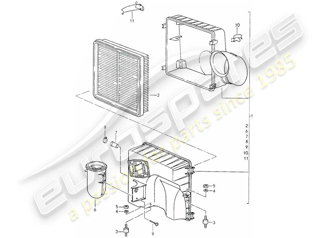 porsche 1990 (964) air cleaner part diagram