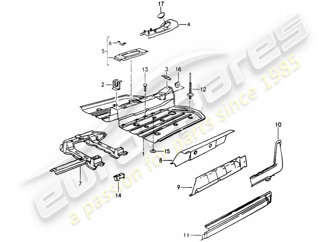 porsche 1990 (964) frame part diagram