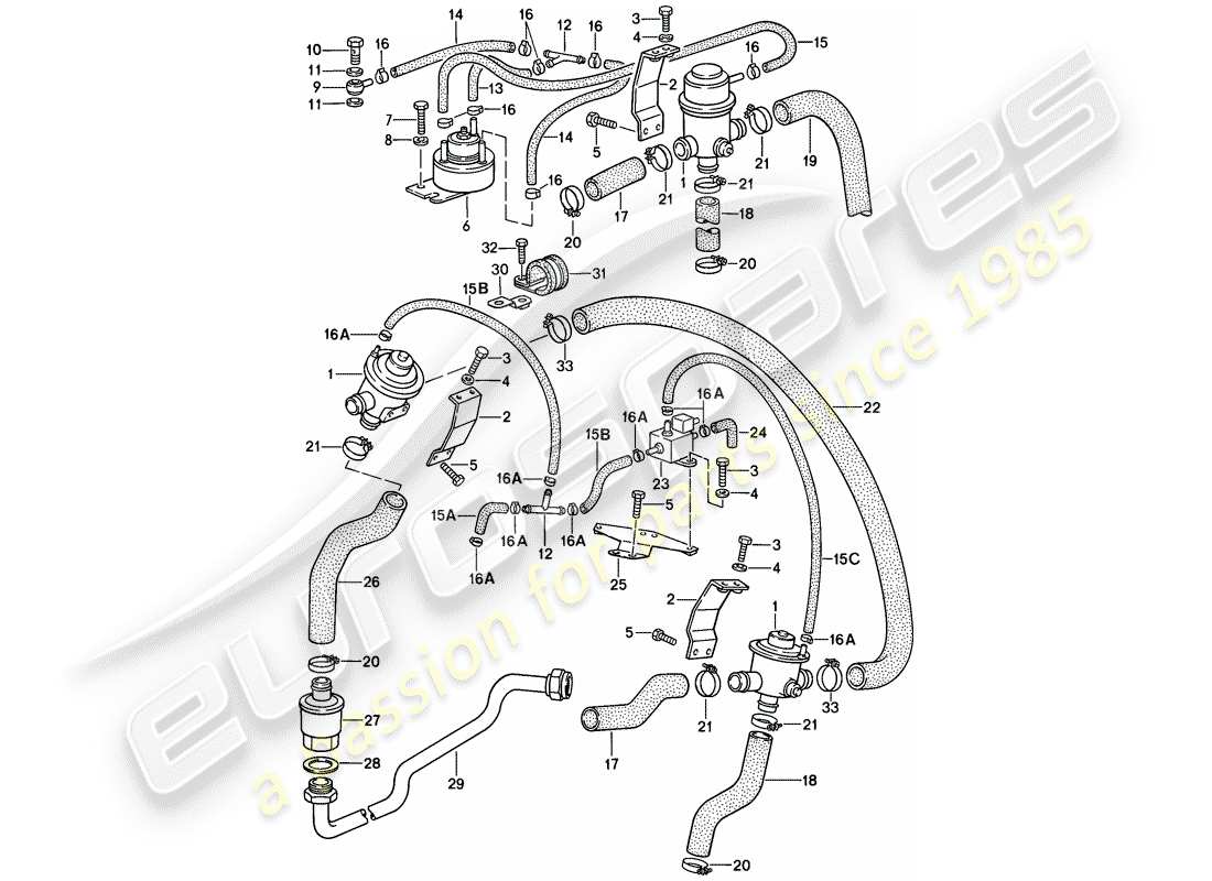 porsche 1988 (911) air injection part diagram